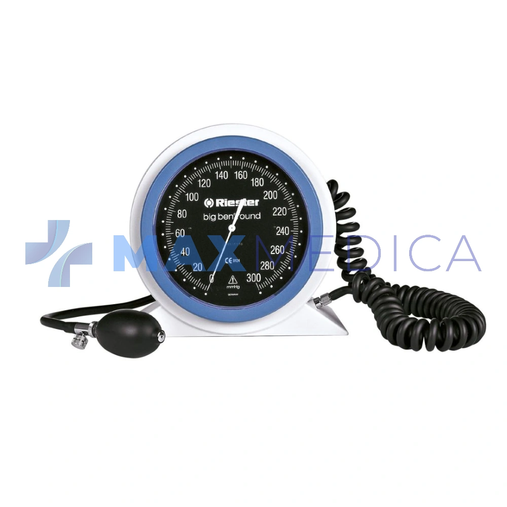 Ciśnieniomierz zegarowy big-ben na biurko, okrągły, mankiet dla dzieci, na rzep, dwuprzewodowy, obw. 13-20cm, niebieski