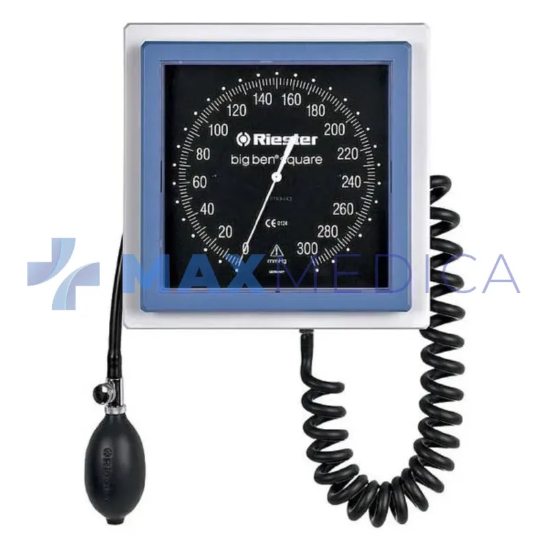 Ciśnieniomierz zegarowy big-ben ścienny, kwadratowy, mankiet dla dorosłych, standardowy na rzep, dwuprzewodowy, obw. 24-32cm, czarny