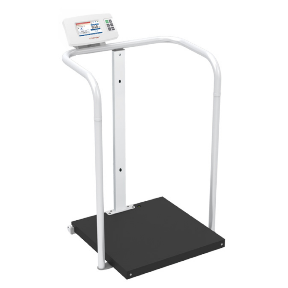 Elektroniczna waga do 300 kg platformowa bariatryczna Charder MS2580 (EMR ready) z poręczą z legalizacją i funkcją BMI