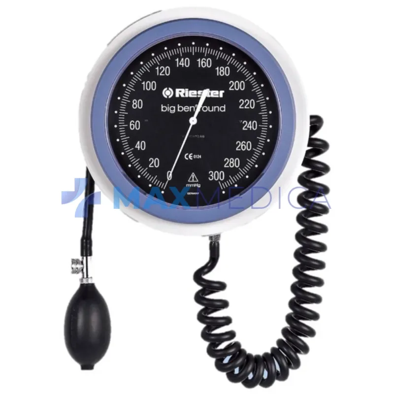 Ciśnieniomierz zegarowy big-ben ścienny, okrągły, mankiet dla dorosłych, standardowy na rzep, dwuprzewodowy, obw. 24-32cm, czarny