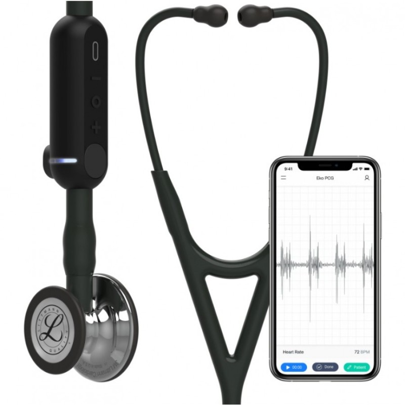 Stetoskop 3M Littmann CORE Stetoskop cyfrowy, Mirror, czarny trzonek i lira, głowica z wykończeniem lustrzanym