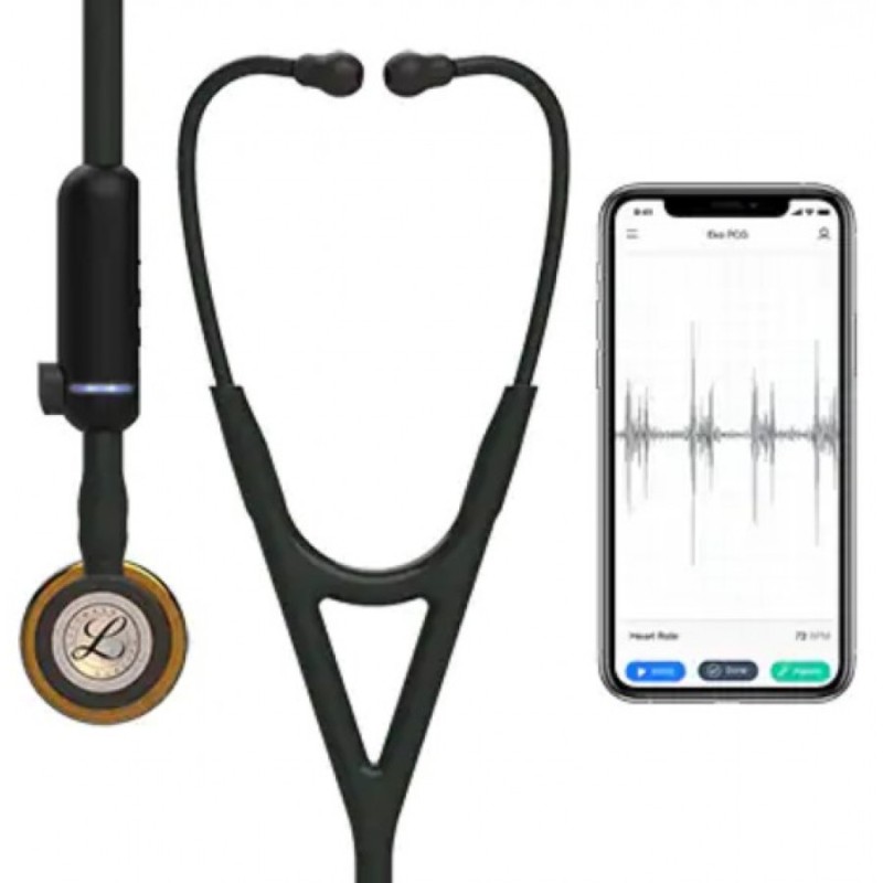 Stetoskop 3M Littmann CORE Digital (EU) Stetoskop cyfrowy, czarny przewód, trzonek i lira, głowica wykończenie miedziane, wysoki połysk, 69 cm.