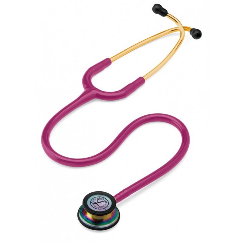 Stetoskop 3M Littmann Classic III, RAINBOW EDITION (tęczowa głowica, złota lira + przewód malinowy)